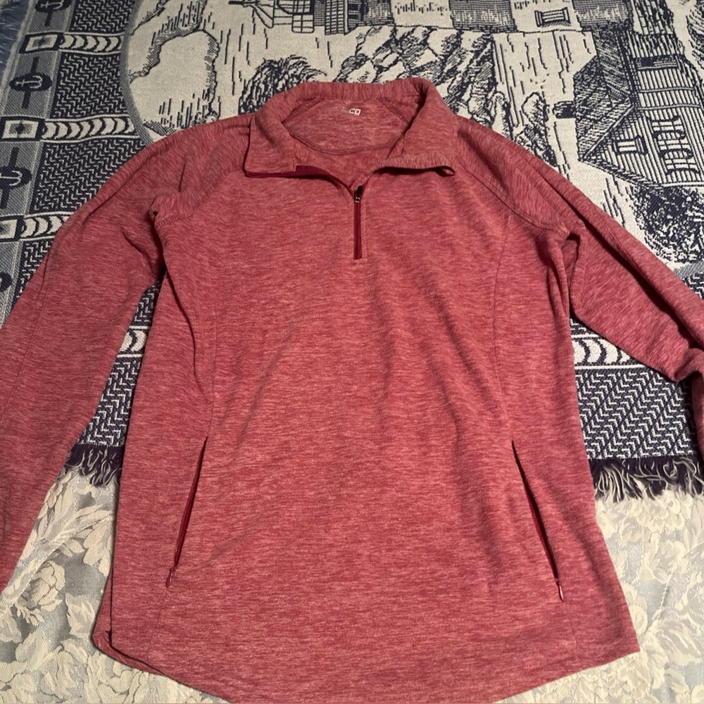 Dark pink quarter zipper front pullover